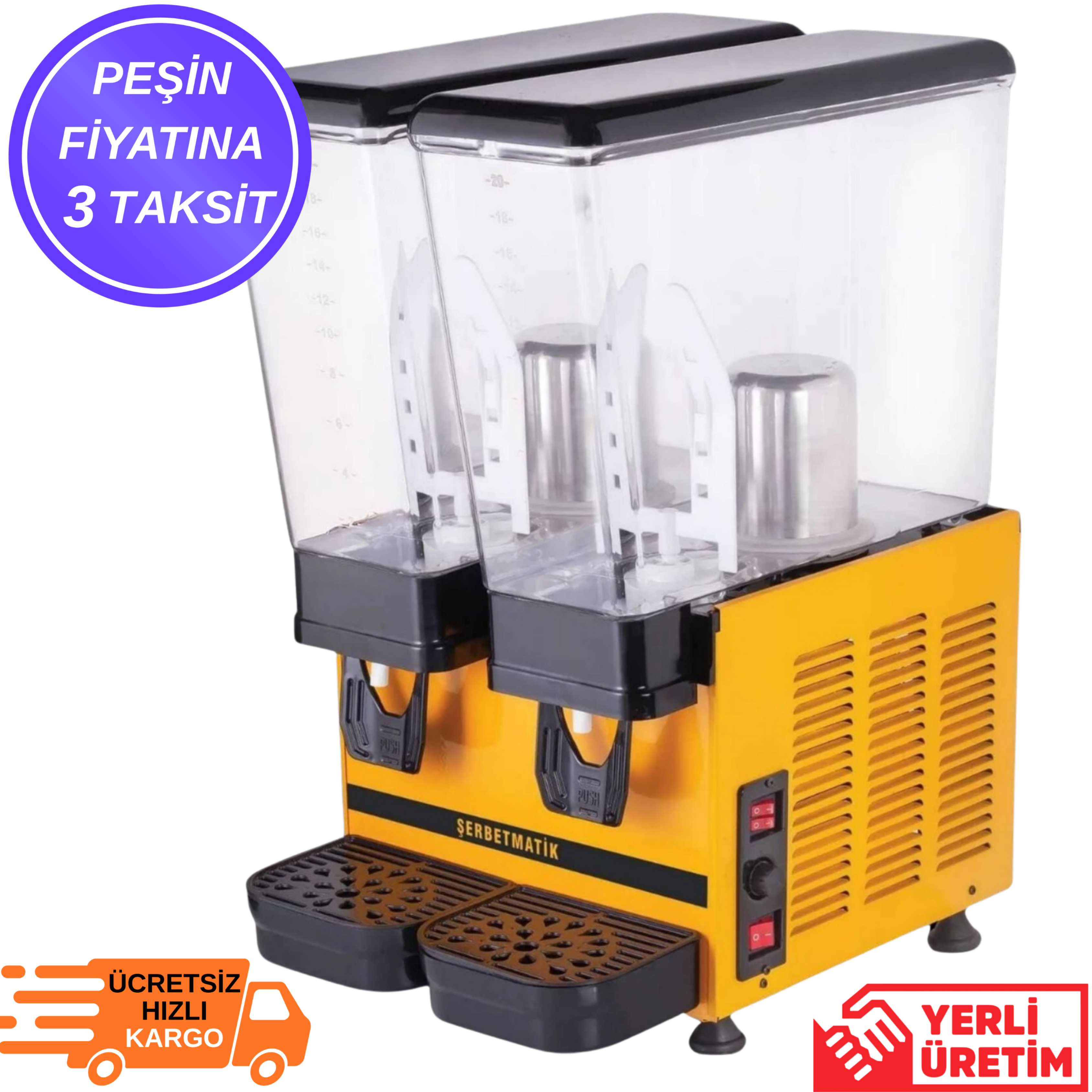 Şerbetmatik İkili Ayran Makinesi – 2x20 Litre Karıştırıcılı