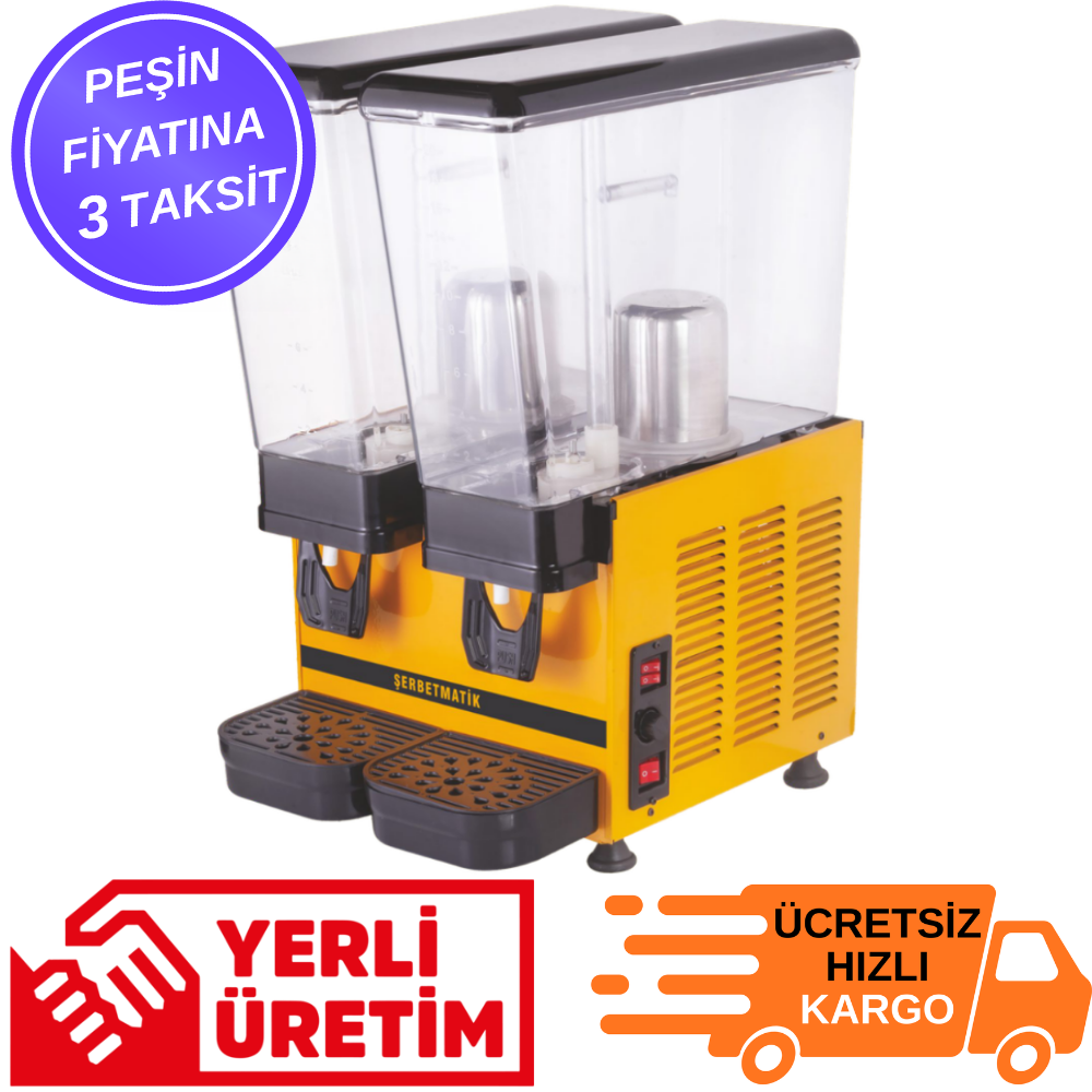Şerbetmatik İkili Limonata Makinesi – 2x20 Litre Fıskiyeli