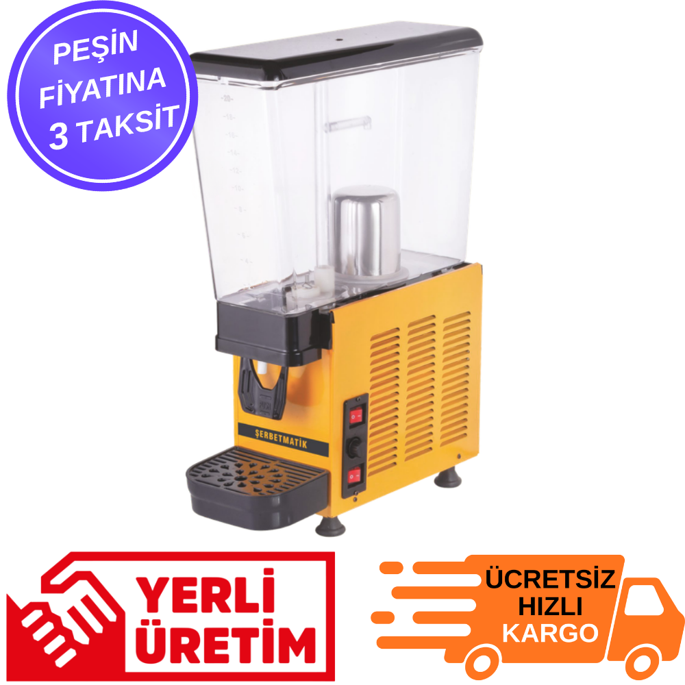 Şerbetmatik Tekli Limonata Makinesi – 20 Litre Fıskiyeli