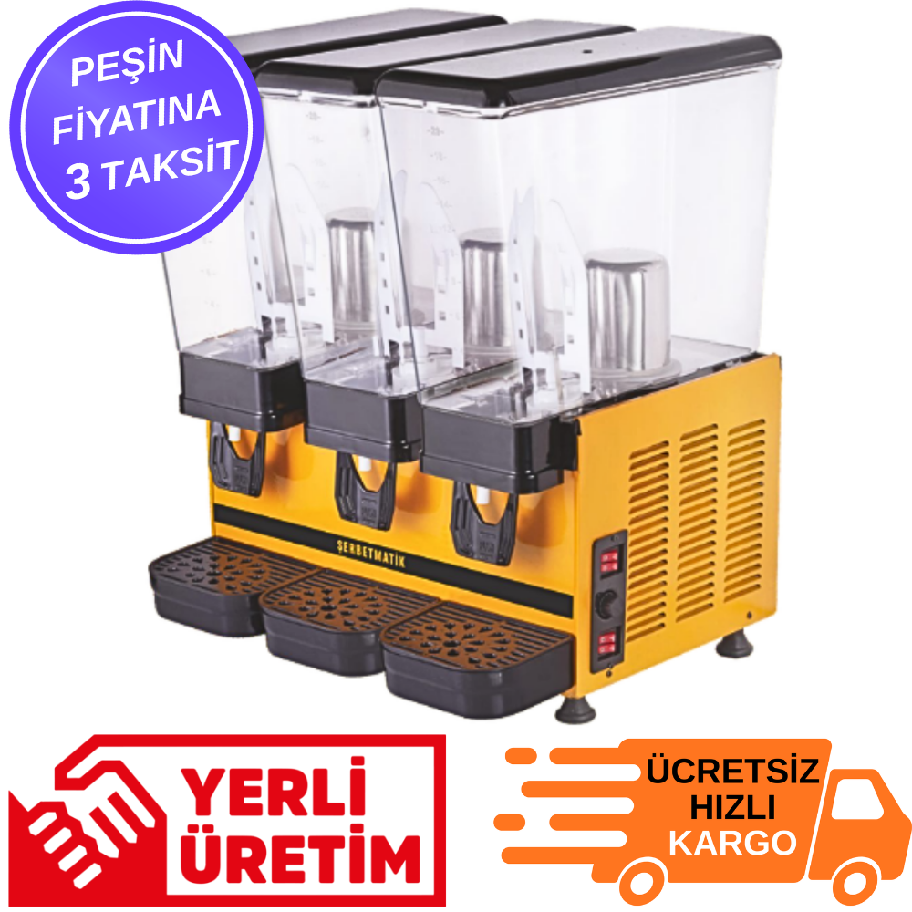 Şerbetmatik Üçlü Ayran Makinesi – 3x20 Litre Karıştırıcılı